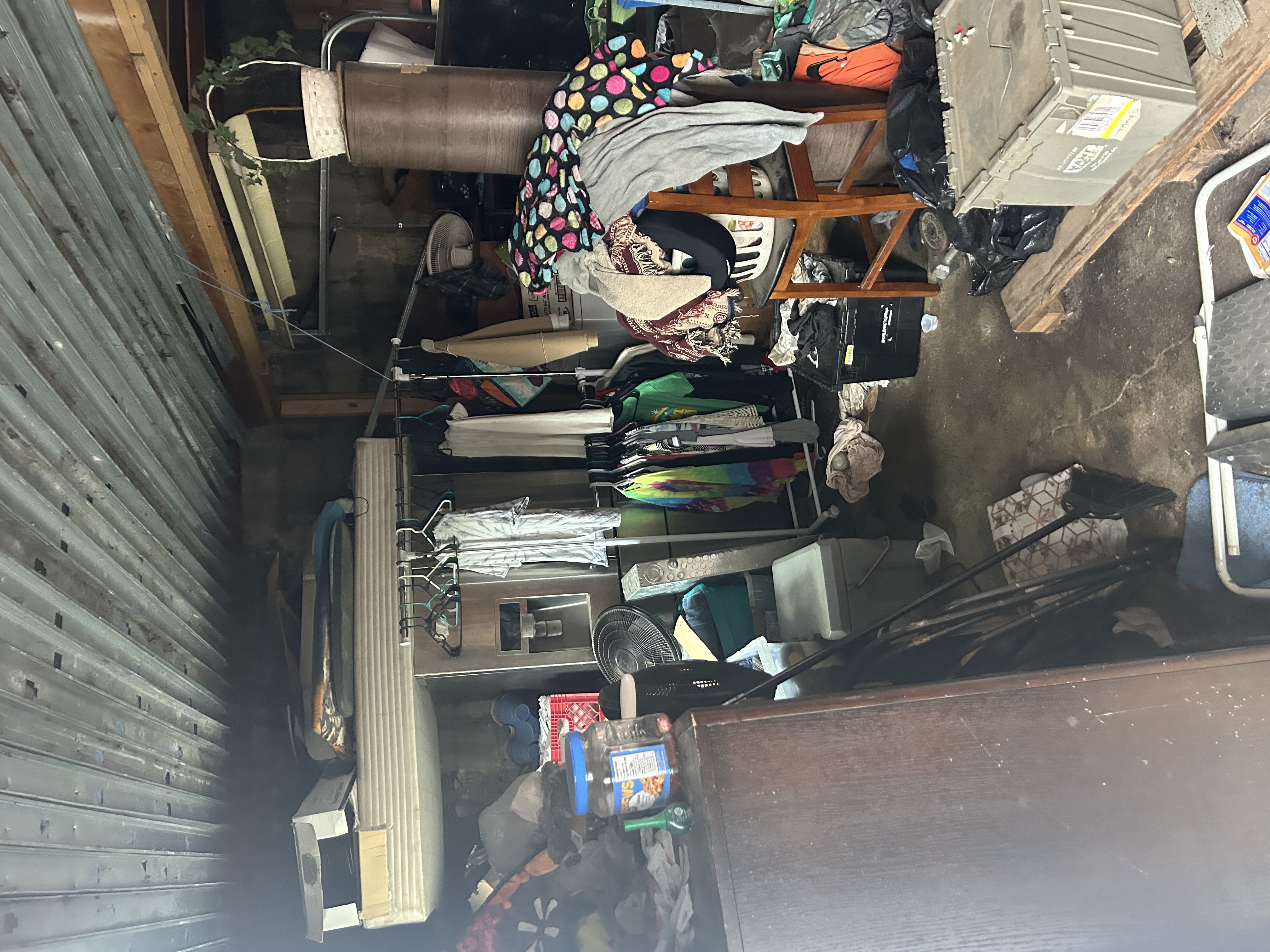 Before — cluttered storage space